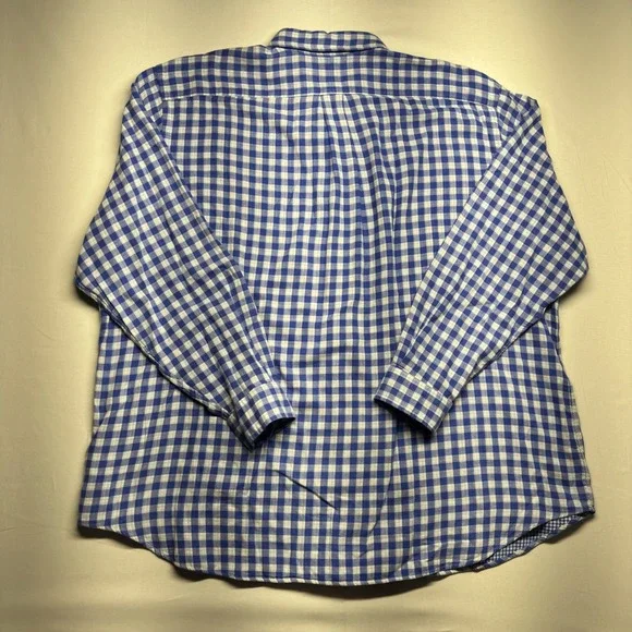 Ralph Lauren Mens 2XB Blue White Gingham Button Down Shirt Long Sleeve Cotton - Picture 8 of 8